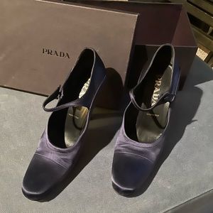 Navy Blue Silk Prada Heels (4”) Size 39